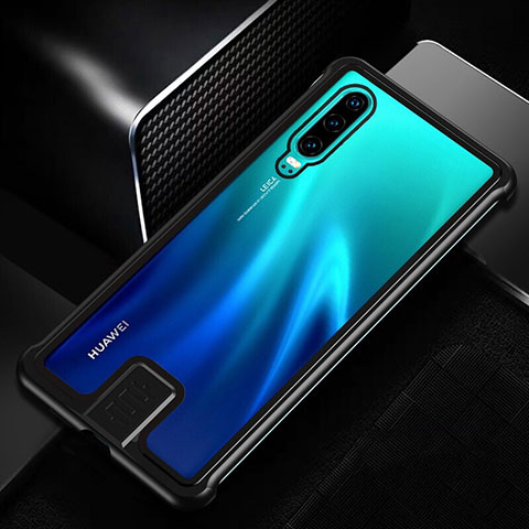 Handyhülle Hülle Luxus Aluminium Metall Rahmen Spiegel 360 Grad Tasche T11 für Huawei P30 Schwarz