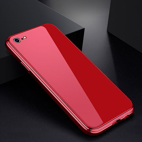 Handyhülle Hülle Luxus Aluminium Metall Rahmen Spiegel Tasche für Apple iPhone 6 Plus Rot