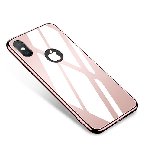 Handyhülle Hülle Luxus Aluminium Metall Rahmen Spiegel Tasche für Apple iPhone X Rosegold