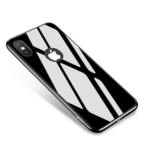 Handyhülle Hülle Luxus Aluminium Metall Rahmen Spiegel Tasche für Apple iPhone X Schwarz