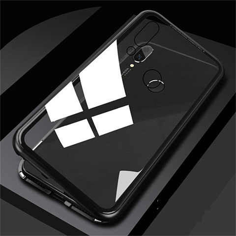 Handyhülle Hülle Luxus Aluminium Metall Rahmen Spiegel Tasche für Huawei Honor V10 Lite Schwarz