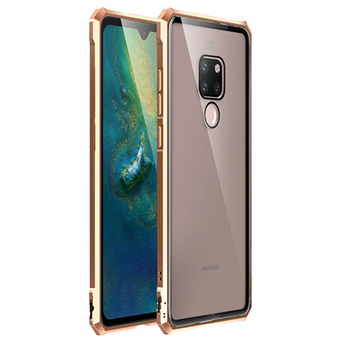 Handyhülle Hülle Luxus Aluminium Metall Rahmen Spiegel Tasche für Huawei Mate 20 Gold