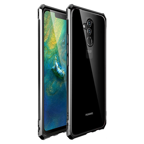 Handyhülle Hülle Luxus Aluminium Metall Rahmen Spiegel Tasche für Huawei Mate 20 Lite Schwarz