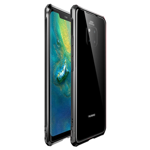 Handyhülle Hülle Luxus Aluminium Metall Rahmen Spiegel Tasche für Huawei Mate 20 Pro Schwarz