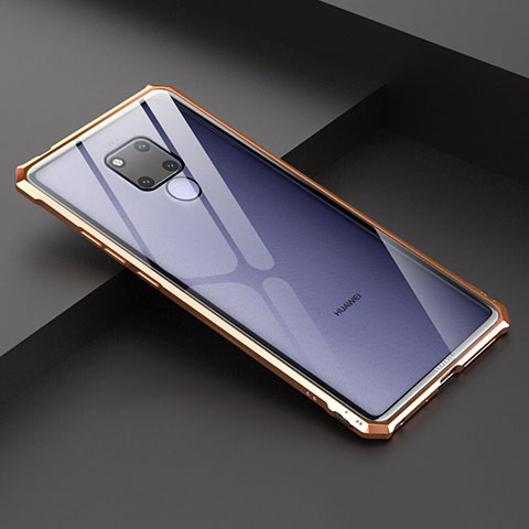 Handyhülle Hülle Luxus Aluminium Metall Rahmen Spiegel Tasche für Huawei Mate 20 X Gold