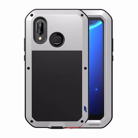 Handyhülle Hülle Luxus Aluminium Metall Rahmen Spiegel Tasche für Huawei Nova 3e Silber