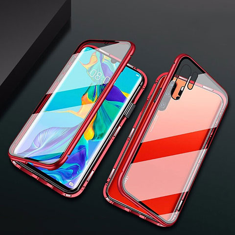 Handyhülle Hülle Luxus Aluminium Metall Rahmen Spiegel Tasche M02 für Huawei P30 Pro New Edition Rot