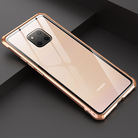 Handyhülle Hülle Luxus Aluminium Metall Rahmen Spiegel Tasche M03 für Huawei Mate 20 Pro Gold