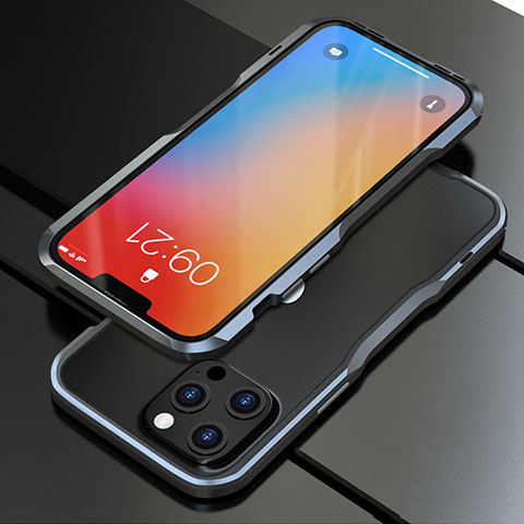 Handyhülle Hülle Luxus Aluminium Metall Rahmen Tasche A01 für Apple iPhone 13 Pro Grau