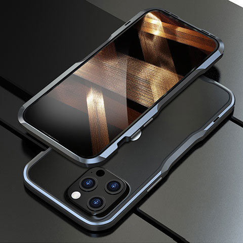 Handyhülle Hülle Luxus Aluminium Metall Rahmen Tasche A01 für Apple iPhone 14 Pro Grau