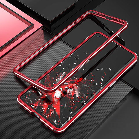 Handyhülle Hülle Luxus Aluminium Metall Rahmen Tasche A01 für Oppo Reno3 Pro Rot