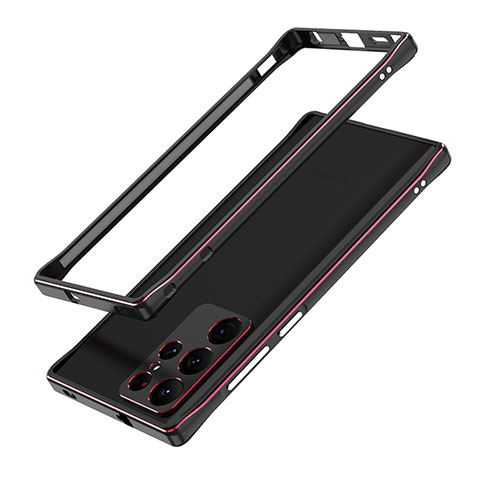 Handyhülle Hülle Luxus Aluminium Metall Rahmen Tasche A01 für Samsung Galaxy S21 Ultra 5G Rot und Schwarz