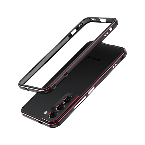 Handyhülle Hülle Luxus Aluminium Metall Rahmen Tasche A01 für Samsung Galaxy S22 5G Rot und Schwarz