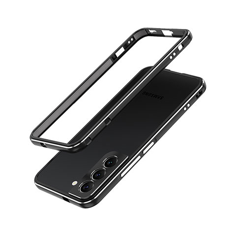 Handyhülle Hülle Luxus Aluminium Metall Rahmen Tasche A01 für Samsung Galaxy S22 5G Schwarz