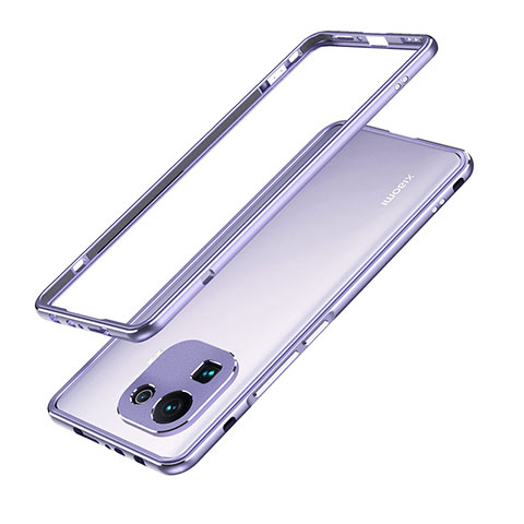 Handyhülle Hülle Luxus Aluminium Metall Rahmen Tasche A01 für Xiaomi Mi 11 Pro 5G Helles Lila