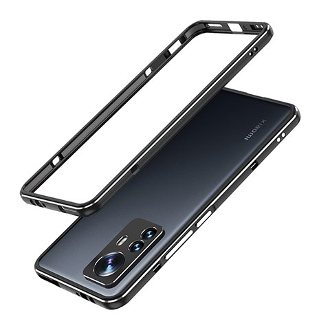 Handyhülle Hülle Luxus Aluminium Metall Rahmen Tasche A01 für Xiaomi Mi 12 5G Schwarz