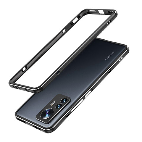 Handyhülle Hülle Luxus Aluminium Metall Rahmen Tasche A01 für Xiaomi Mi 12 Pro 5G Schwarz