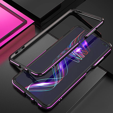 Handyhülle Hülle Luxus Aluminium Metall Rahmen Tasche A01 für Xiaomi Redmi K30i 5G Violett und Schwarz