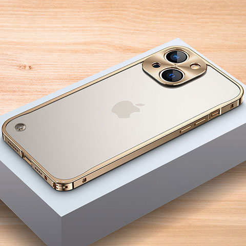 Handyhülle Hülle Luxus Aluminium Metall Rahmen Tasche A04 für Apple iPhone 13 Mini Gold