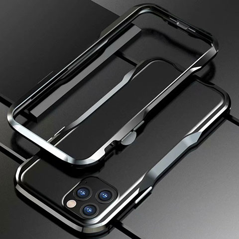 Handyhülle Hülle Luxus Aluminium Metall Rahmen Tasche für Apple iPhone 11 Pro Max Schwarz