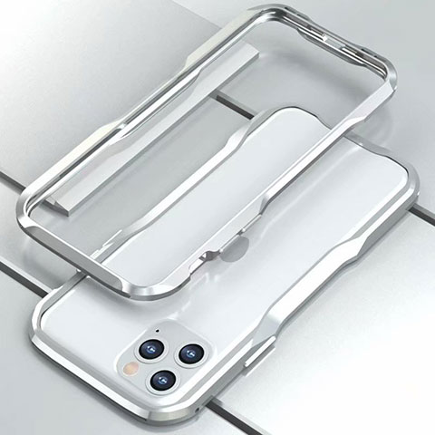 Handyhülle Hülle Luxus Aluminium Metall Rahmen Tasche für Apple iPhone 11 Pro Max Silber