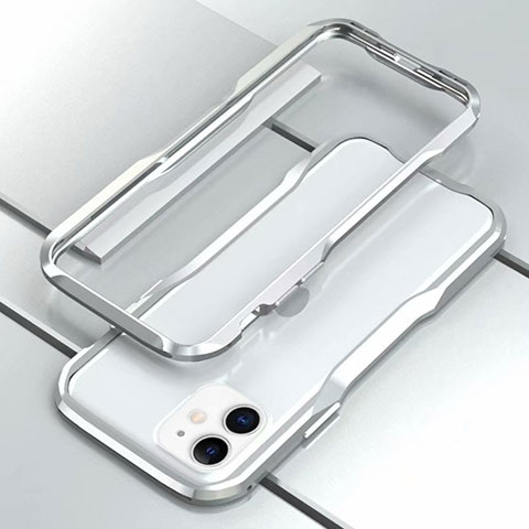 Handyhülle Hülle Luxus Aluminium Metall Rahmen Tasche für Apple iPhone 11 Silber