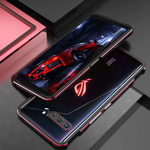 Handyhülle Hülle Luxus Aluminium Metall Rahmen Tasche für Asus ROG Phone 3 Rot und Schwarz