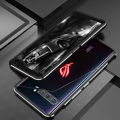 Handyhülle Hülle Luxus Aluminium Metall Rahmen Tasche für Asus ROG Phone 3 Silber und Schwarz