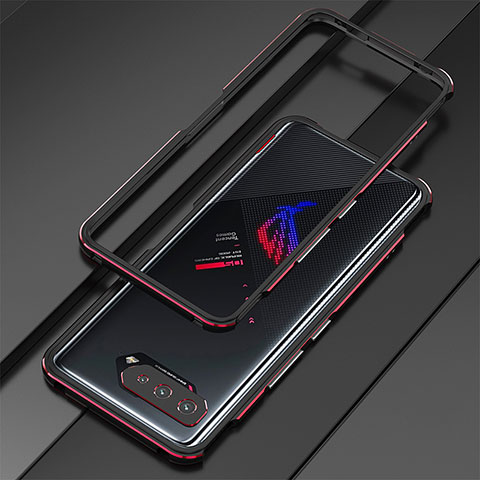 Handyhülle Hülle Luxus Aluminium Metall Rahmen Tasche für Asus ROG Phone 5 Ultimate Rot und Schwarz