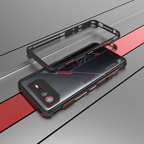 Handyhülle Hülle Luxus Aluminium Metall Rahmen Tasche für Asus ROG Phone 6 Rot und Schwarz