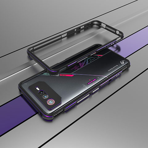 Handyhülle Hülle Luxus Aluminium Metall Rahmen Tasche für Asus ROG Phone 6 Violett