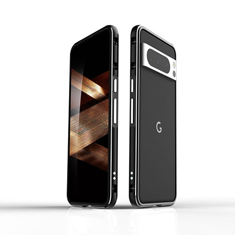 Handyhülle Hülle Luxus Aluminium Metall Rahmen Tasche für Google Pixel 8 Pro 5G Silber und Schwarz