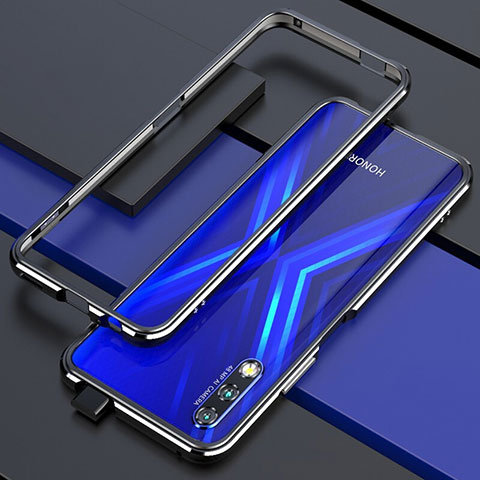 Handyhülle Hülle Luxus Aluminium Metall Rahmen Tasche für Huawei Honor 9X Silber und Schwarz