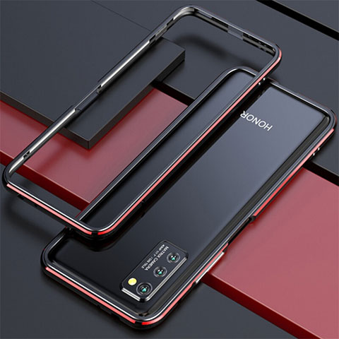 Handyhülle Hülle Luxus Aluminium Metall Rahmen Tasche für Huawei Honor V30 Pro 5G Rot und Schwarz