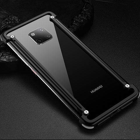 Handyhülle Hülle Luxus Aluminium Metall Rahmen Tasche für Huawei Mate 20 Pro Schwarz