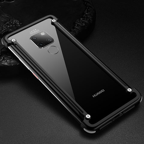 Handyhülle Hülle Luxus Aluminium Metall Rahmen Tasche für Huawei Mate 20 Schwarz