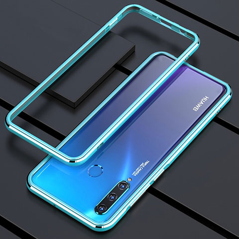 Handyhülle Hülle Luxus Aluminium Metall Rahmen Tasche für Huawei P30 Lite New Edition Blau