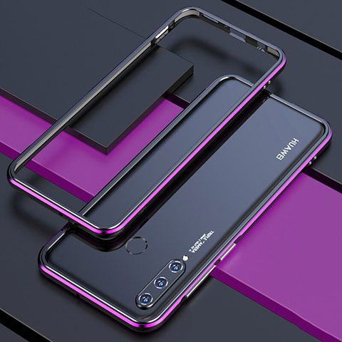 Handyhülle Hülle Luxus Aluminium Metall Rahmen Tasche für Huawei P30 Lite XL Violett