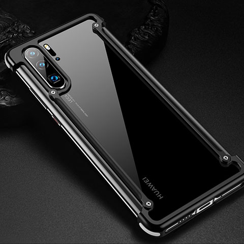 Handyhülle Hülle Luxus Aluminium Metall Rahmen Tasche für Huawei P30 Pro New Edition Schwarz