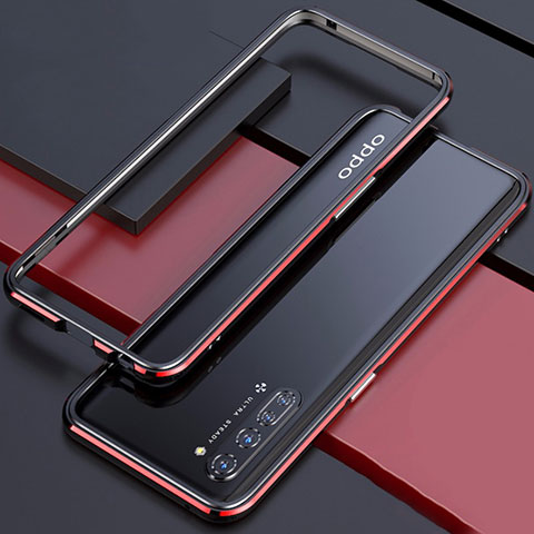 Handyhülle Hülle Luxus Aluminium Metall Rahmen Tasche für Oppo F15 Rot