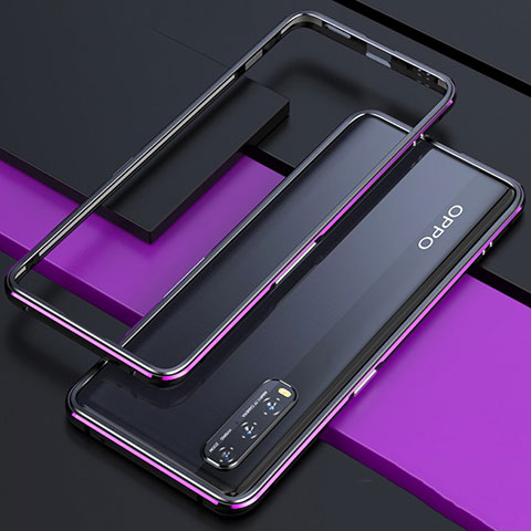 Handyhülle Hülle Luxus Aluminium Metall Rahmen Tasche für Oppo Find X2 Violett