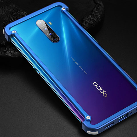 Handyhülle Hülle Luxus Aluminium Metall Rahmen Tasche für Oppo Reno Ace Blau