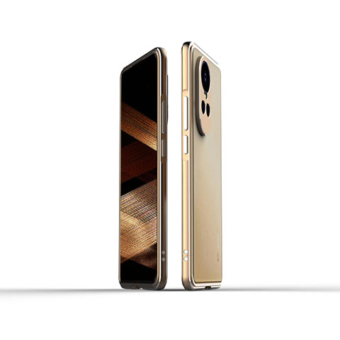 Handyhülle Hülle Luxus Aluminium Metall Rahmen Tasche für Oppo Reno10 Pro 5G Gold