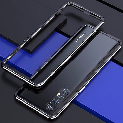 Handyhülle Hülle Luxus Aluminium Metall Rahmen Tasche für Oppo Reno3 Pro Schwarz