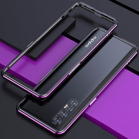 Handyhülle Hülle Luxus Aluminium Metall Rahmen Tasche für Oppo Reno3 Pro Violett