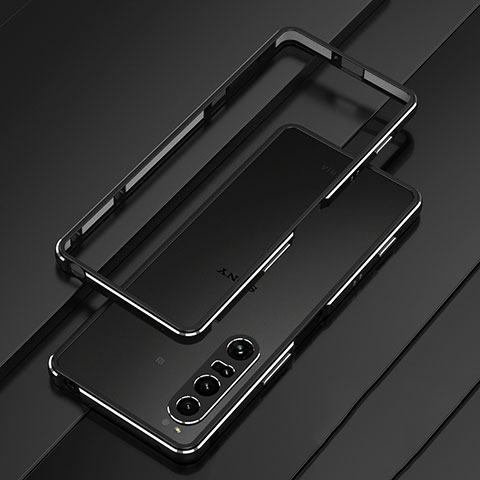 Handyhülle Hülle Luxus Aluminium Metall Rahmen Tasche für Sony Xperia 1 IV Schwarz