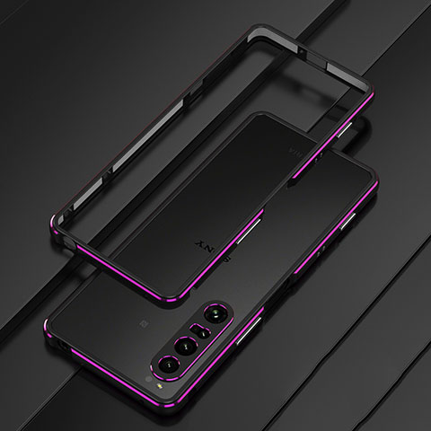 Handyhülle Hülle Luxus Aluminium Metall Rahmen Tasche für Sony Xperia 1 IV SO-51C Violett