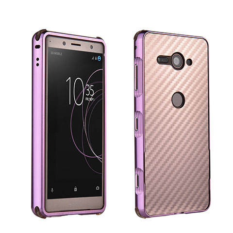 Handyhülle Hülle Luxus Aluminium Metall Rahmen Tasche für Sony Xperia XZ2 Compact Violett