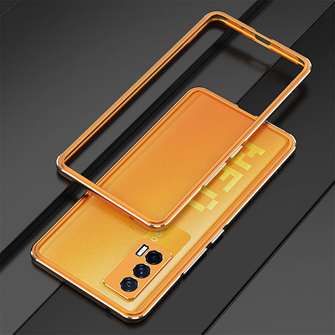 Handyhülle Hülle Luxus Aluminium Metall Rahmen Tasche für Vivo iQOO 7 India 5G Orange