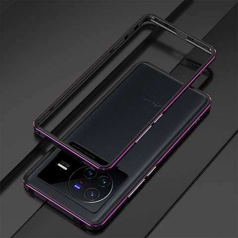 Handyhülle Hülle Luxus Aluminium Metall Rahmen Tasche für Vivo X80 5G Violett